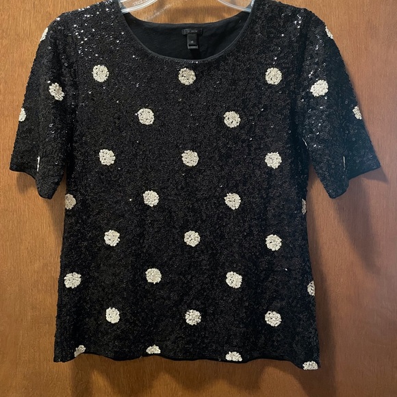 J. Crew Tops - J Crew Women’s Black/White Sequin Top, Size XS (Fits bigger than an XS)